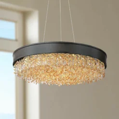 Maxim Mystic 24" Wide Bronze Modern Crystal LED Pendant Light