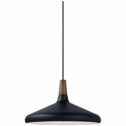 Maxim Nordic 15.25" Wide Walnut And Black Modern Pendant Light