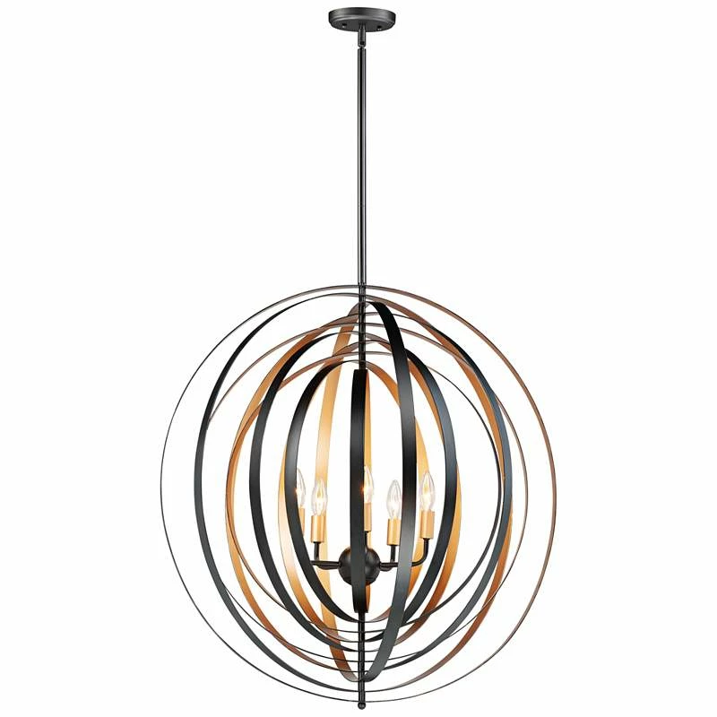 Maxim Radial 30"W Circular Black Gold 5-Light Pendant Light 4 Maxim Radial 30"W Circular Black Gold 5-Light Pendant Light - Image 2