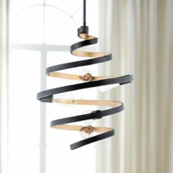 Maxim Twister 18" Wide Black And Gold 5-Light Pendant Light