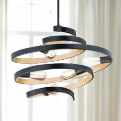 Maxim Twister 25" Wide Black And Gold 5-Light Pendant Light