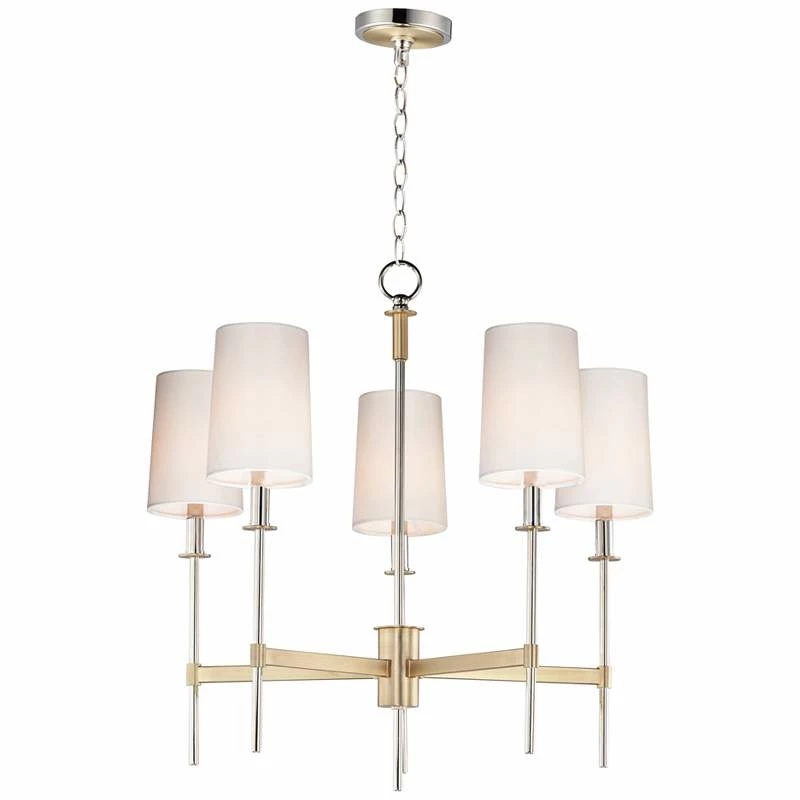 Maxim Uptown 26" Wide Brass And Chrome 5-Light Chandelier 4 Maxim Uptown 26" Wide Brass And Chrome 5-Light Chandelier - Image 2