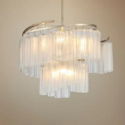 Maxim Victoria 33" Wide Golden Silver And Glass Modern Pendant Light