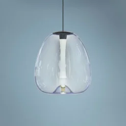 Mela 10 1/4"W Black LED Mini Pendant W/ Dichroic Glass Shade