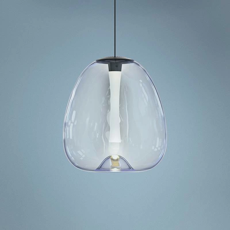 Mela 10 1/4"W Black LED Mini Pendant W/ Dichroic Glass Shade 3 Mela 10 1/4"W Black LED Mini Pendant W/ Dichroic Glass Shade