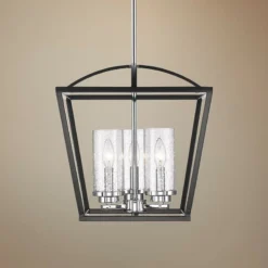 Golden Lighting Mercer 15" Wide Black 3-Light Pendant