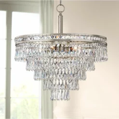 Mercer 20"W Olde Silver And Crystal Convertible Chandelier
