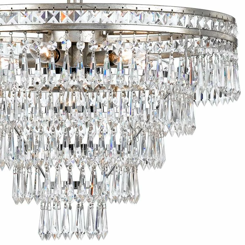 Mercer 20"W Olde Silver And Crystal Convertible Chandelier 5 Mercer 20"W Olde Silver And Crystal Convertible Chandelier - Image 3