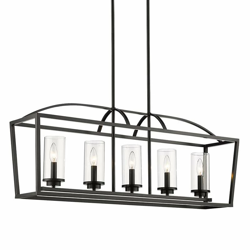 Golden Lighting Mercer 38 1/4"W Matte Black 5-Light Linear Island Pendant 4 Golden Lighting Mercer 38 1/4"W Matte Black 5-Light Linear Island Pendant - Image 2