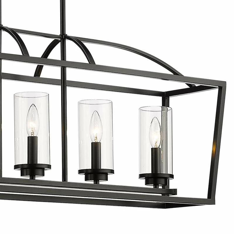 Golden Lighting Mercer 38 1/4"W Matte Black 5-Light Linear Island Pendant 5 Golden Lighting Mercer 38 1/4"W Matte Black 5-Light Linear Island Pendant - Image 3