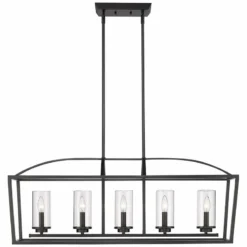 Golden Lighting Mercer 38 1/4"W Matte Black 5-Light Linear Island Pendant 9 Golden Lighting Mercer 38 1/4"W Matte Black 5-Light Linear Island Pendant -Outlet The Radiantix Store mercer 38 and one quarter inchw matte black 5 light linear island pendant 089f2views2