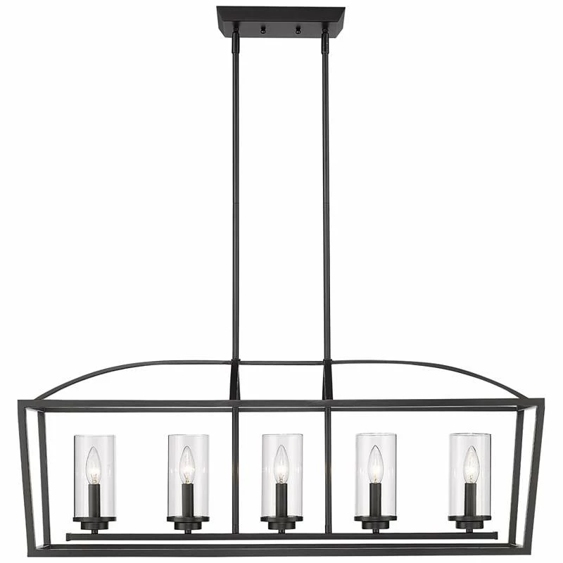 Golden Lighting Mercer 38 1/4"W Matte Black 5-Light Linear Island Pendant 6 Golden Lighting Mercer 38 1/4"W Matte Black 5-Light Linear Island Pendant - Image 4