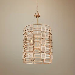 Metropolis 19" Wide Modern Gold Lattice-Cage Pendant Light