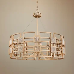 Metropolis 28" Wide Modern Gold Lattice-Cage Pendant Light
