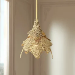 Metropolitan Evergold 8"W India Gold Leaf Mini Pendant Light