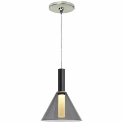 Mezz 6 1/2" Wide Nickel And Smoke Glass LED Modern Mini Pendant