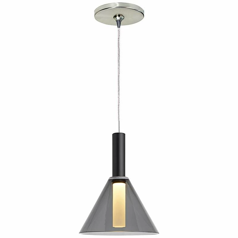 Mezz 6 1/2" Wide Nickel And Smoke Glass LED Modern Mini Pendant 3 Mezz 6 1/2" Wide Nickel And Smoke Glass LED Modern Mini Pendant