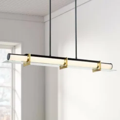 Midnight Gold 40"W Sand Coal And Honey Gold LED Kitchen Island Light