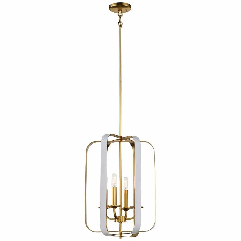 Minka Aureum 14" Gold And White Open Cage 4-Light Modern Pendant Light 4 Minka Aureum 14" Gold And White Open Cage 4-Light Modern Pendant Light - Image 2