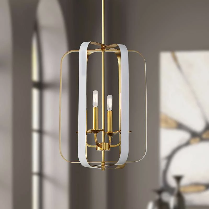 Minka Aureum 14" Gold And White Open Cage 4-Light Modern Pendant Light 3 Minka Aureum 14" Gold And White Open Cage 4-Light Modern Pendant Light