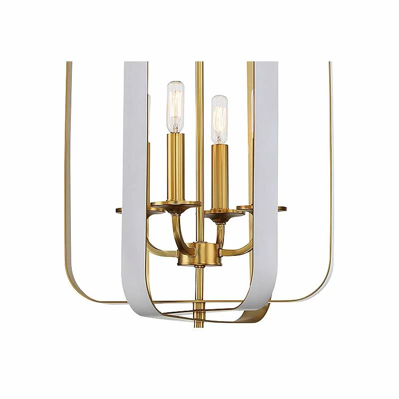Minka Aureum 14" Gold And White Open Cage 4-Light Modern Pendant Light 5 Minka Aureum 14" Gold And White Open Cage 4-Light Modern Pendant Light - Image 3