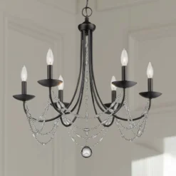 Golden Lighting Mirabella 25 1/2" Wide Matte Black Metal 6-Light Chandelier