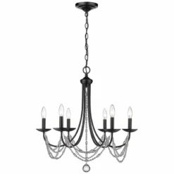 Golden Lighting Mirabella 25 1/2" Wide Matte Black Metal 6-Light Chandelier -Outlet The Radiantix Store mirabella 25 and one half inch wide matte black metal 6 light chandelier 041c2views3