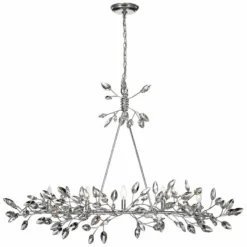 Misthaven 50"W Silver Leaf Kitchen Island Light Chandelier 6 Misthaven 50"W Silver Leaf Kitchen Island Light Chandelier -Outlet The Radiantix Store misthaven 50 inchw silver leaf kitchen island light chandelier 78y12