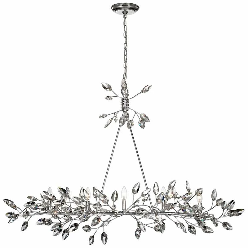 Misthaven 50"W Silver Leaf Kitchen Island Light Chandelier 4 Misthaven 50"W Silver Leaf Kitchen Island Light Chandelier - Image 2