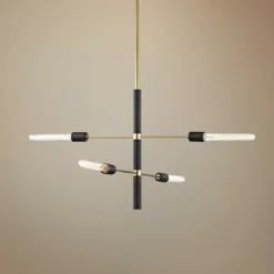 Mitzi Astrid 24"W Aged Brass And Black 4-Light Chandelier