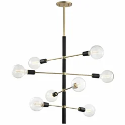 Mitzi Astrid 28"W Aged Brass And Black 8-Light Chandelier -Outlet The Radiantix Store mitzi astrid 28 inchw aged brass and black 8 light chandelier 45k62