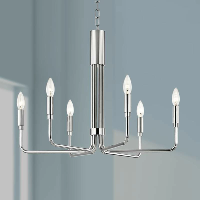 Mitzi Brigitte 25" Wide Polished Nickel 6-Light Chandelier 3 Mitzi Brigitte 25" Wide Polished Nickel 6-Light Chandelier