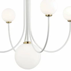 Mitzi Coco 30"W Aged Brass And White 5-Light LED Chandelier -Outlet The Radiantix Store mitzi coco 30 inchw aged brass and white 5 light led chandelier 47j03views1