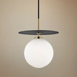 Mitzi Ellis 10 1/4"W Aged Brass And Black LED Mini Pendant