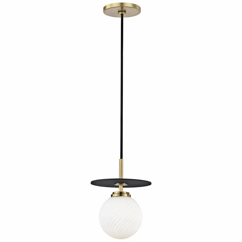 Mitzi Ellis 7" Wide Aged Brass And Black Modern LED Mini Pendant 4 Mitzi Ellis 7" Wide Aged Brass And Black Modern LED Mini Pendant - Image 2