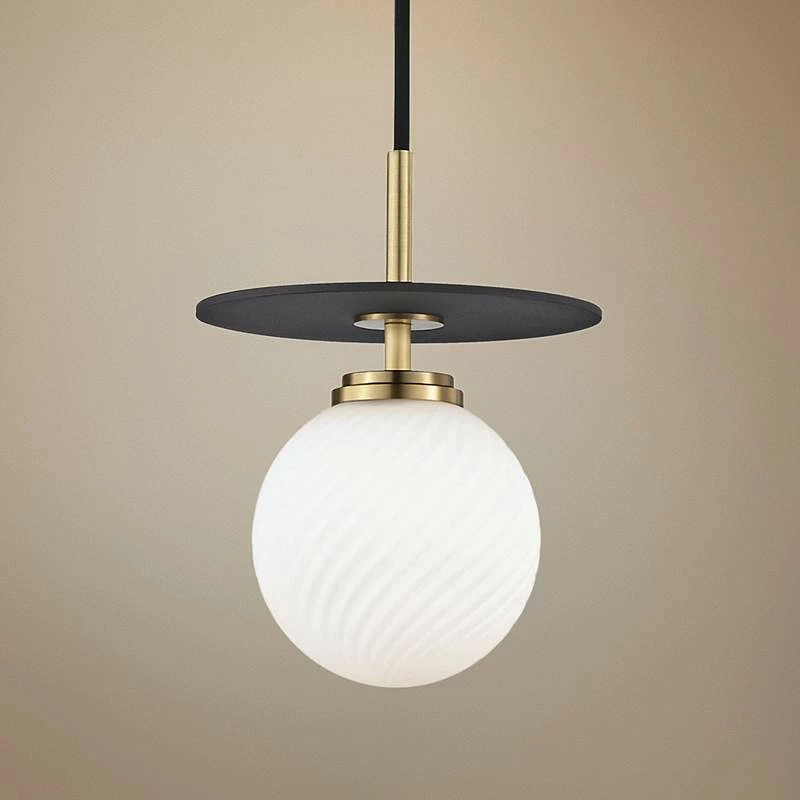 Mitzi Ellis 7" Wide Aged Brass And Black Modern LED Mini Pendant 3 Mitzi Ellis 7" Wide Aged Brass And Black Modern LED Mini Pendant