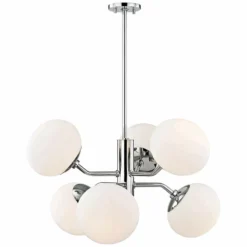Mitzi Estee 28" Wide Polished Nickel 6-Light Chandelier