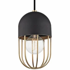 Mitzi Haley 5 1/2" Wide Aged Brass And Black Mini Pendant -Outlet The Radiantix Store mitzi haley 5 and one half inch wide aged brass and black mini pendant 45n21views1
