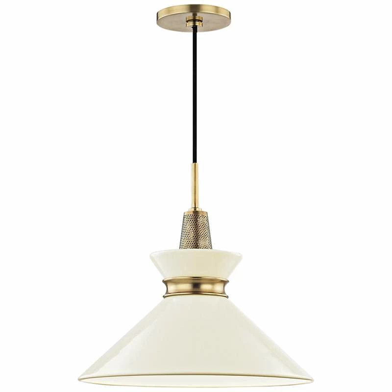 Mitzi Kiki 14" Wide Aged Brass And Cream Shade Modern Pendant Light 4 Mitzi Kiki 14" Wide Aged Brass And Cream Shade Modern Pendant Light - Image 2