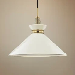 Mitzi Kiki 18" Wide Aged Brass Pendant Light W/ Cream Shade