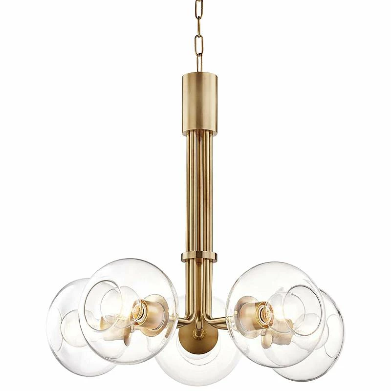 Mitzi Margot 25" Wide Aged Brass W/ Glass 5-Light Chandelier 4 Mitzi Margot 25" Wide Aged Brass W/ Glass 5-Light Chandelier - Image 2
