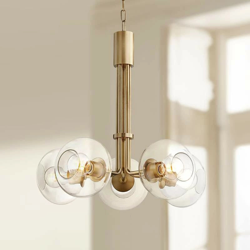 Mitzi Margot 25" Wide Aged Brass W/ Glass 5-Light Chandelier 3 Mitzi Margot 25" Wide Aged Brass W/ Glass 5-Light Chandelier