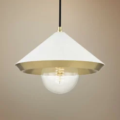 Mitzi Marnie 11 3/4"W Aged Brass Mini Pendant W/ White Shade