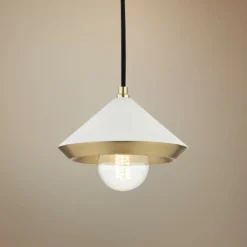 Mitzi Marnie 8" Wide Aged Brass Mini Pendant W/ White Shade