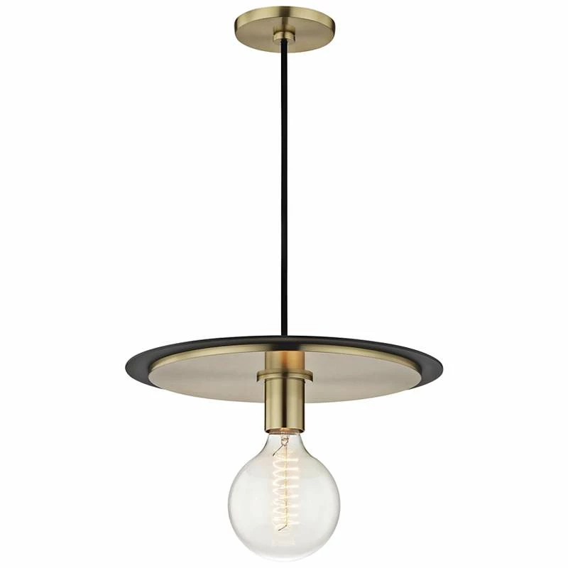 Mitzi Milo 14" Wide Aged Brass And Black Pendant Light 4 Mitzi Milo 14" Wide Aged Brass And Black Pendant Light - Image 2
