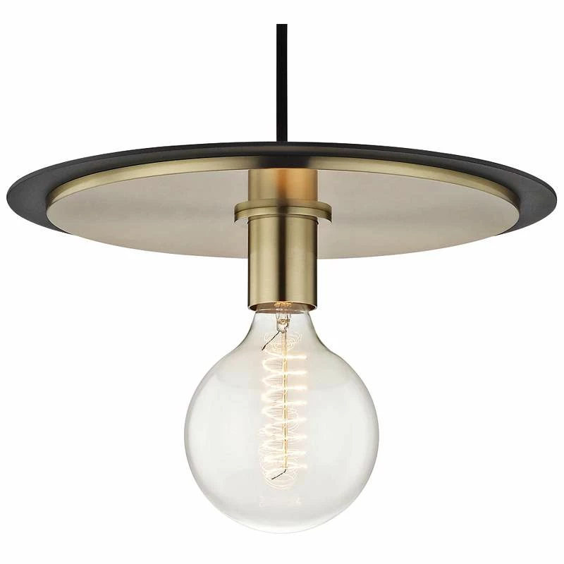 Mitzi Milo 14" Wide Aged Brass And Black Pendant Light 5 Mitzi Milo 14" Wide Aged Brass And Black Pendant Light - Image 3