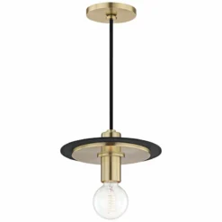 Mitzi Milo 9" Wide Aged Brass And Black Mini Pendant -Outlet The Radiantix Store mitzi milo 9 inch wide aged brass and black mini pendant 47f29