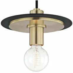 Mitzi Milo 9" Wide Aged Brass And Black Mini Pendant -Outlet The Radiantix Store mitzi milo 9 inch wide aged brass and black mini pendant 47f29views1