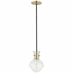 Mitzi Riley 6 1/4"W Aged Brass Mini Pendant W/ Clear Glass 7 Mitzi Riley 6 1/4"W Aged Brass Mini Pendant W/ Clear Glass -Outlet The Radiantix Store mitzi riley 6 and one quarter inchw aged brass mini pendant w clear glass 47c46