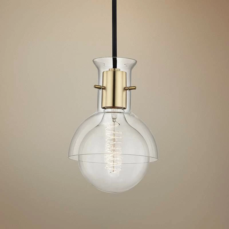 Mitzi Riley 6 1/4"W Aged Brass Mini Pendant W/ Clear Glass 3 Mitzi Riley 6 1/4"W Aged Brass Mini Pendant W/ Clear Glass